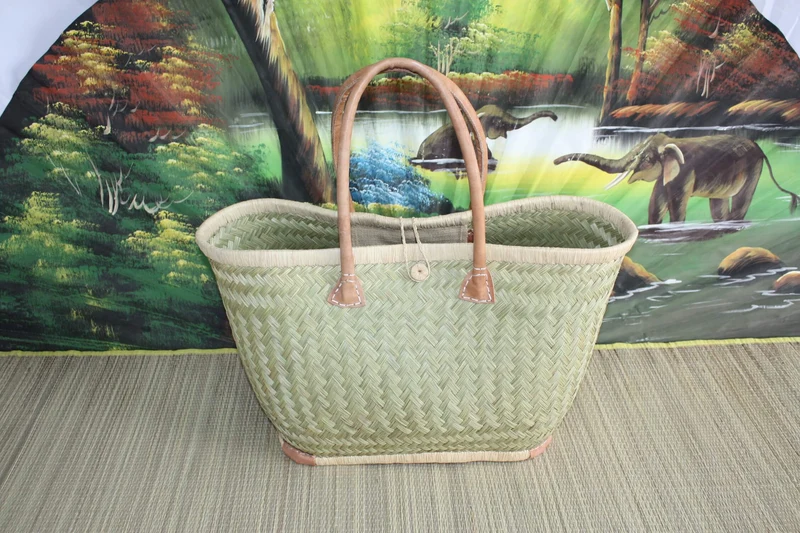 JOLI Panier sac cabas en Paille - 3 TAILLES - Anses Longues - idéal courses , marchés , travail , plage ... raphia palmier jonc
