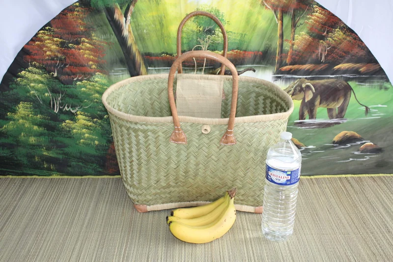 JOLI Panier sac cabas en Paille - 3 TAILLES - Anses Longues - idéal courses , marchés , travail , plage ... raphia palmier jonc