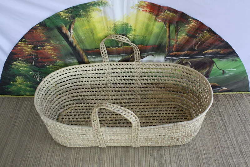Couffin pour bébé - Lit Tressé en Palmier - Berceau avec poignées - paille rotin osier