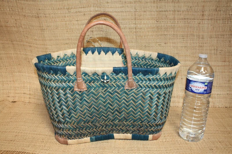 Superbe GRAND Panier XXL de MADAGASCAR - 3 tailles - sac cabas - idéal courses , marchés , travail , plage ... raphia palmier roseau jonc