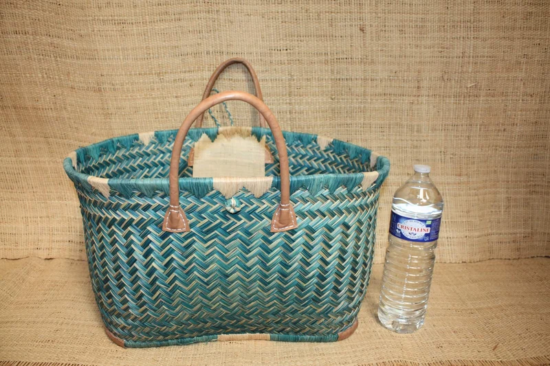 Superbe GRAND Panier XXL de MADAGASCAR - 3 tailles - sac cabas - idéal courses , marchés , travail , plage ... raphia palmier roseau jonc