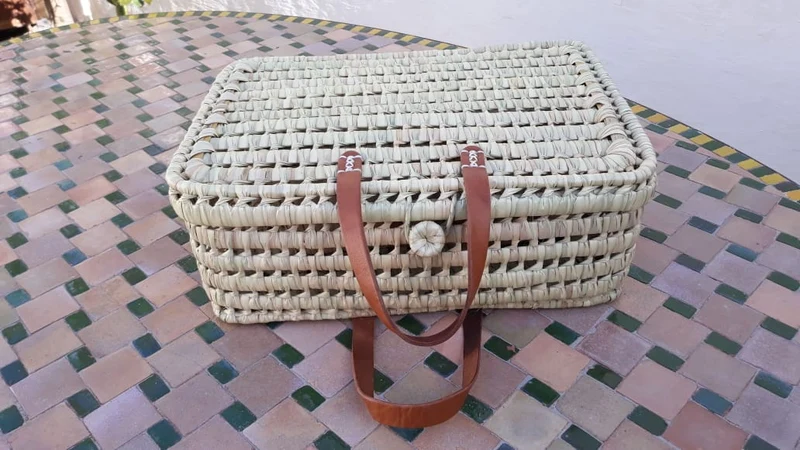 Valisette Anses Cuir - Tressé à la main - Valise enfant naissance bébé - Tendance & Naturel -