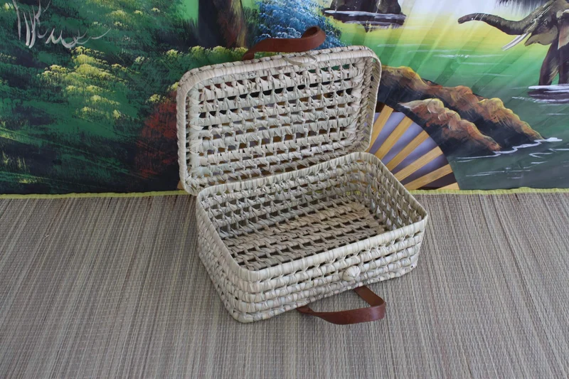 Valisette Anses Cuir - Tressé à la main - Valise enfant naissance bébé - Tendance & Naturel -