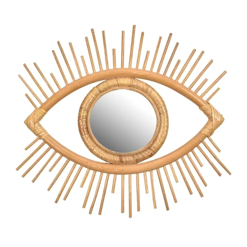 Miroir de maquillage et décoration artistique innovante en rotin