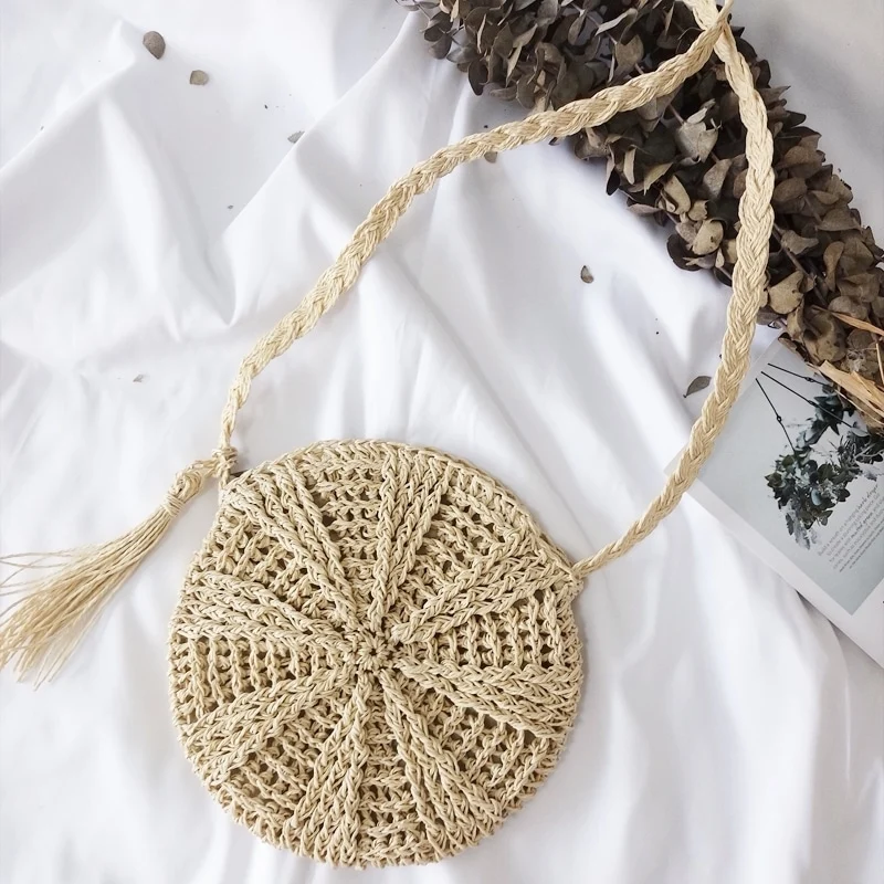 Sac bandoulière en paille tissé à la main pour femme