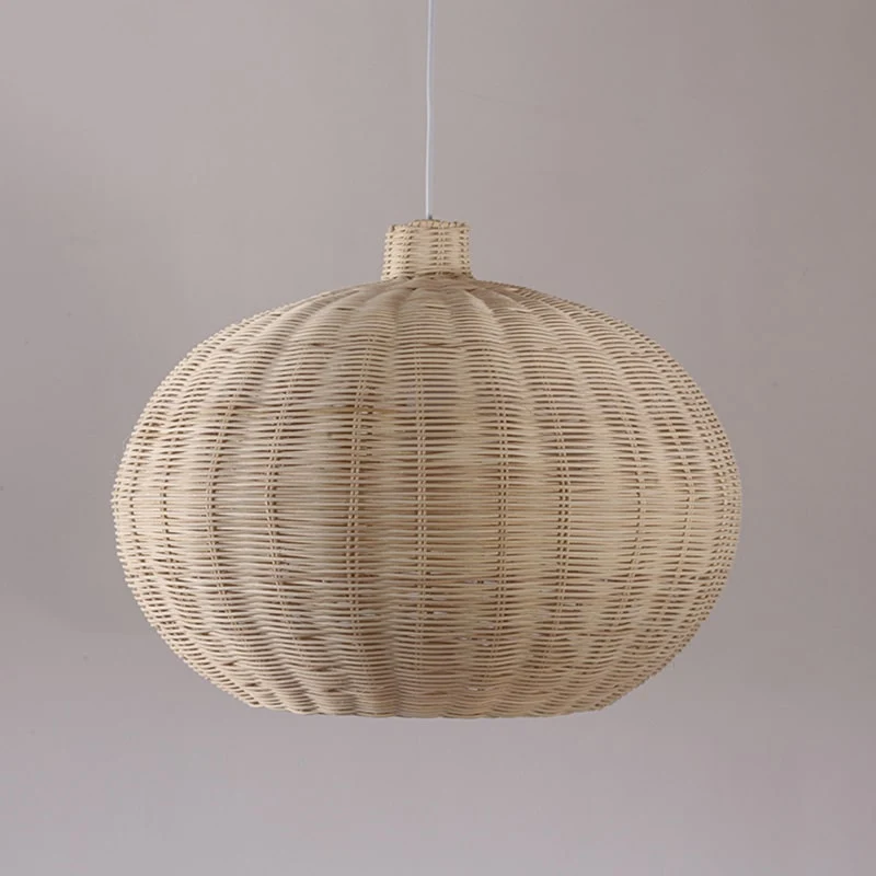 Luminaire pendant style village chinois, en rotin et osier naturel, boule, fait à la main