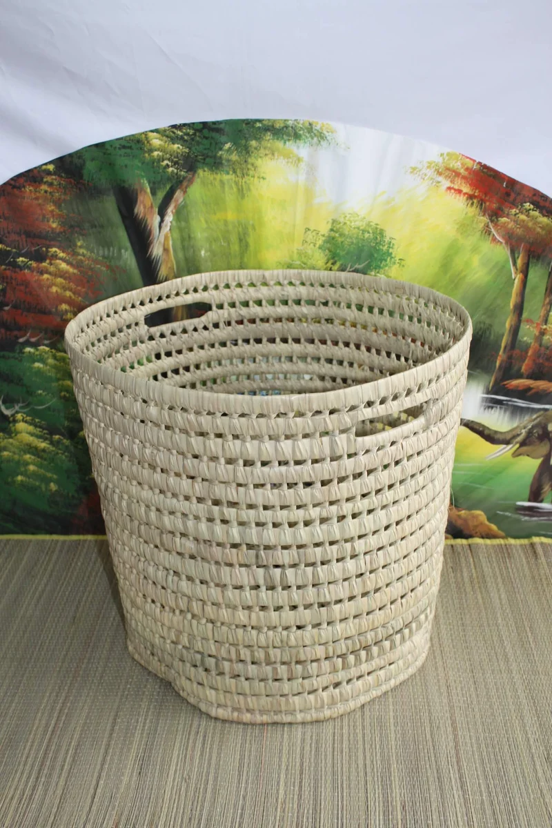 GRAND Panier Rond XXL - Tressé en Palmier - Bac à jouets Corbeille à linge Coffre de rangement