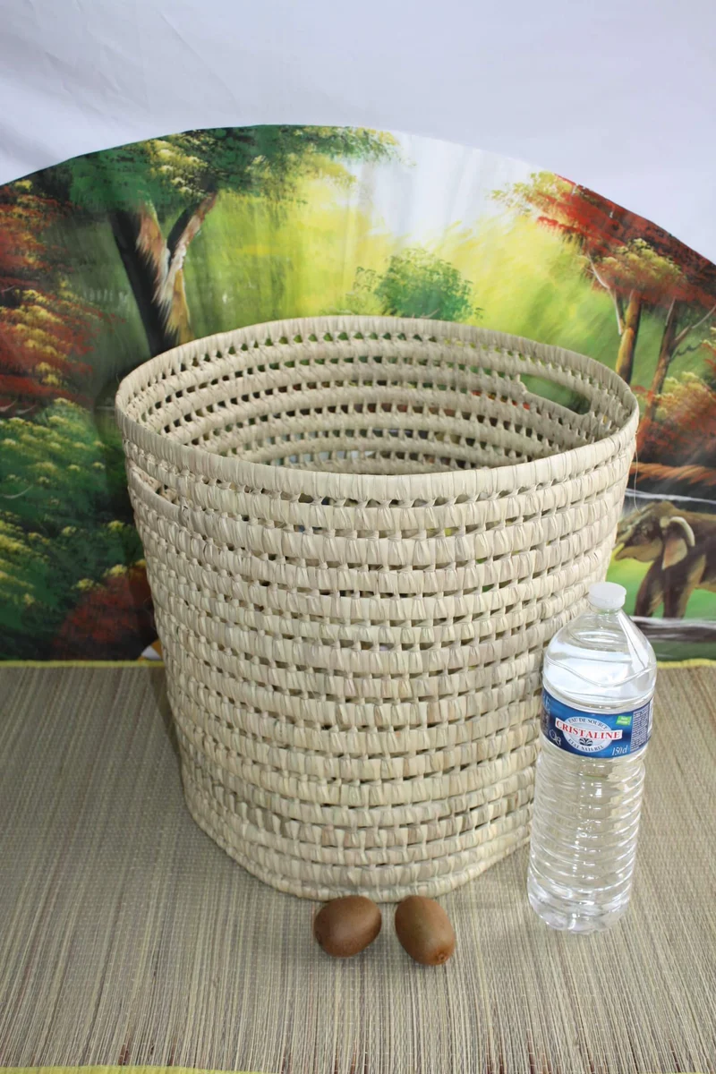 GRAND Panier Rond XXL - Tressé en Palmier - Bac à jouets Corbeille à linge Coffre de rangement