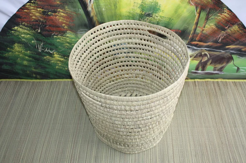 GRAND Panier Rond XXL - Tressé en Palmier - Bac à jouets Corbeille à linge Coffre de rangement