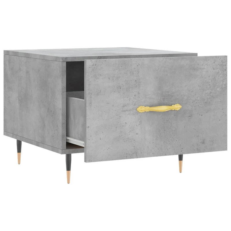 Table basse avec tiroir design moderne 50 x 50 x 40 cm bois d'ingénierie gris et fer DEC039295