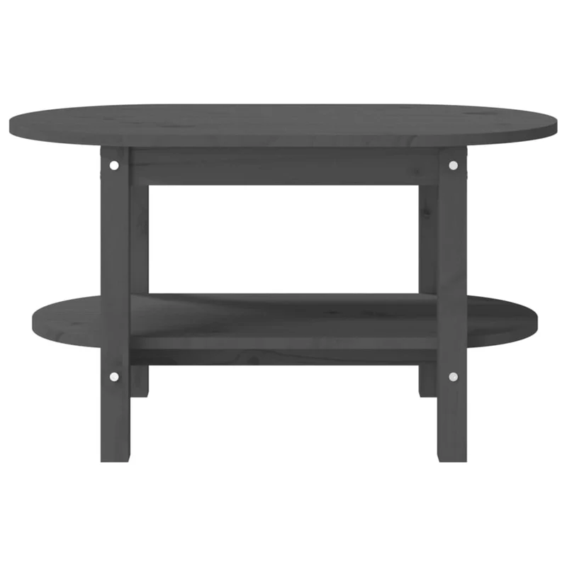 Table basse avec étagère design simple 80 x 45 x 45 cm bois massif de pin gris DEC039199