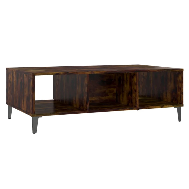 Table basse design rustique 103,5 x 60 x 35 cm bois d'ingénierie marron et métal DEC038386