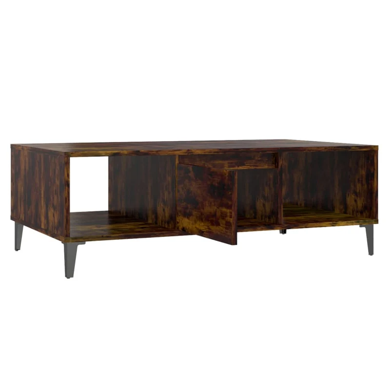 Table basse design rustique 103,5 x 60 x 35 cm bois d'ingénierie marron et métal DEC038386