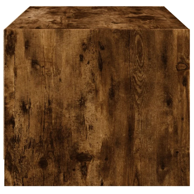 Table basse de salon design moderne avec portes en verre et MDF marron 68 x 50 x 42 cm DEC037727