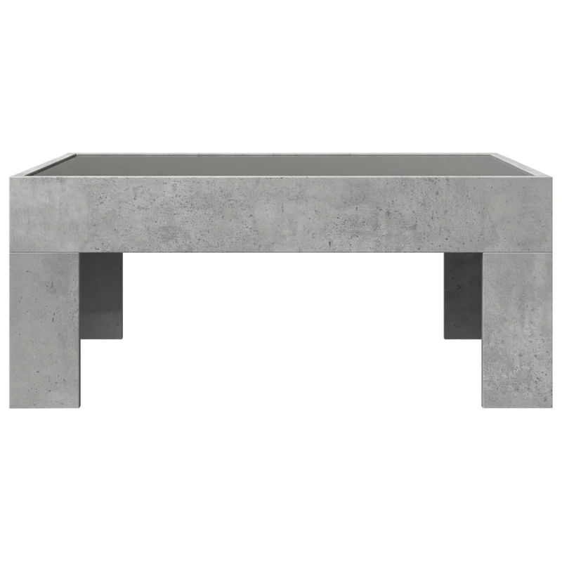 Table basse de salon design moderne avec LED 70 x 50 x 30 cm bois d'ingénierie gris et verre DEC037501