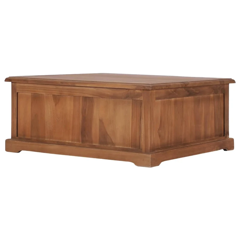 Table basse de salon avec 4 tiroirs design rustique 68 x 68 x 30 cm bois de teck solide DEC037118
