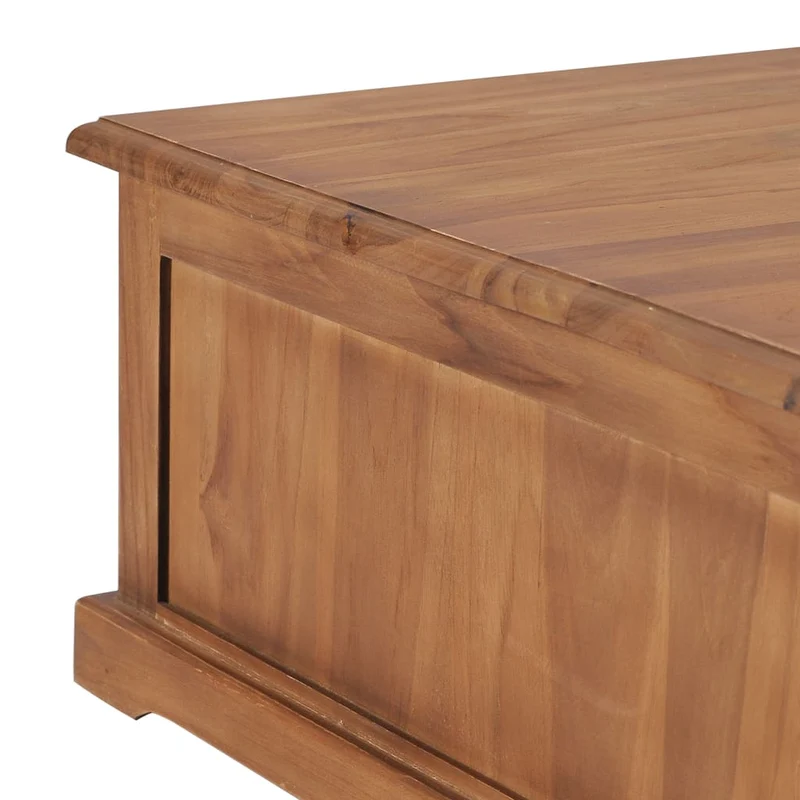 Table basse de salon avec 4 tiroirs design rustique 68 x 68 x 30 cm bois de teck solide DEC037118