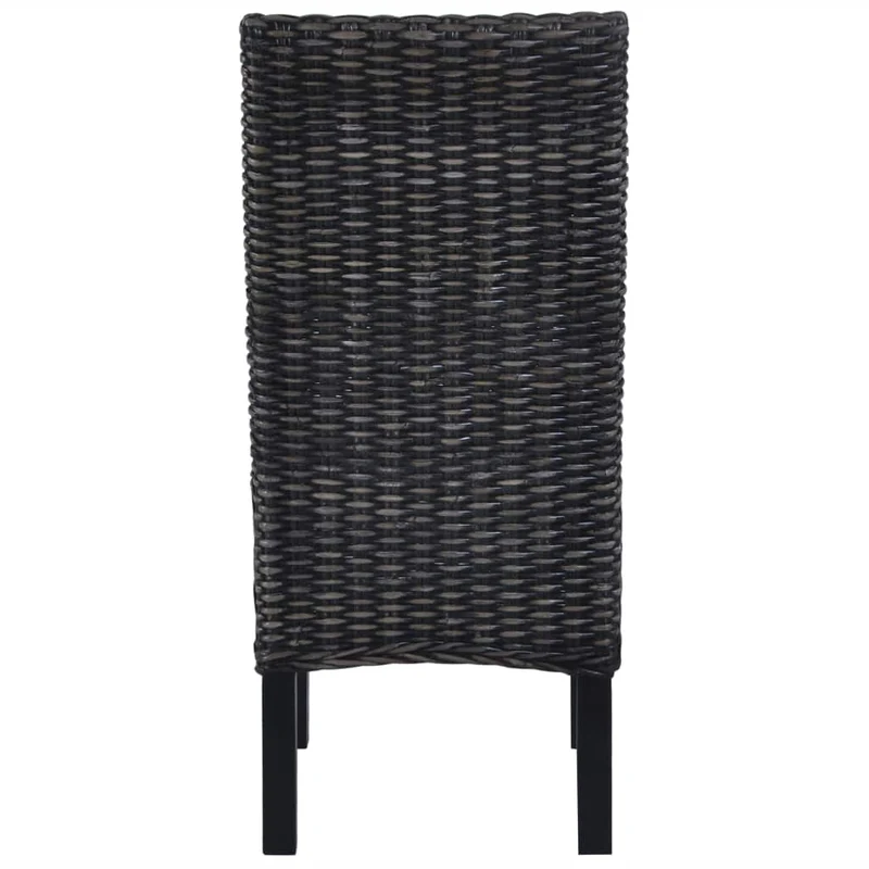 Lot de 2 chaises de salle à manger cuisine noir Rotin kubu et bois de manguier CDS020810