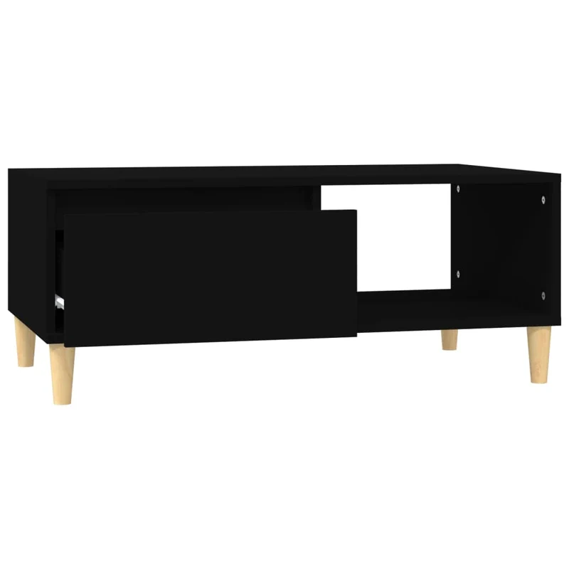 Table basse avec tiroir design moderne 90 x 50 x 36,5 cm bois d'ingénierie noir DEC039823
