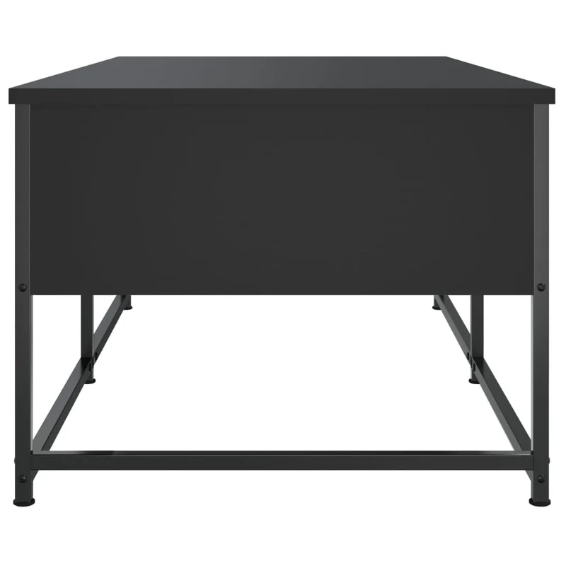 Table basse avec tiroirs design industriel 100 x 51 x 40 cm bois d'ingénierie noir et métal DEC039569