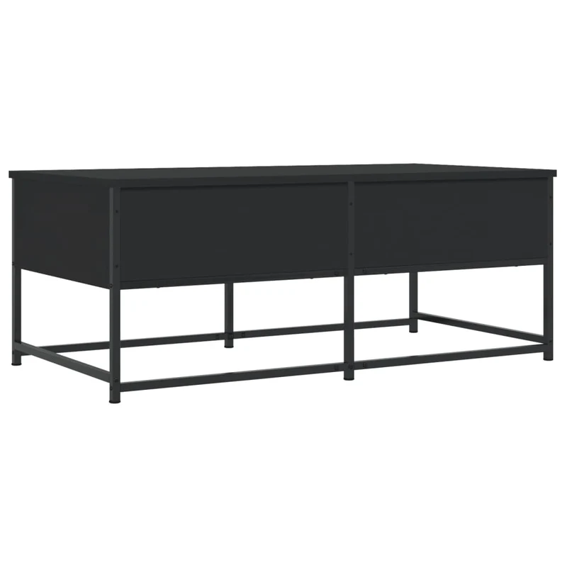 Table basse avec tiroirs design industriel 100 x 51 x 40 cm bois d'ingénierie noir et métal DEC039569