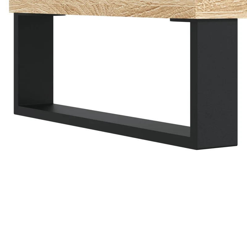Table basse avec tiroirs et étagères design rustique moderne 102 x 44,5 x 50 cm bois d'ingénierie couleur chêne et métal DEC038890