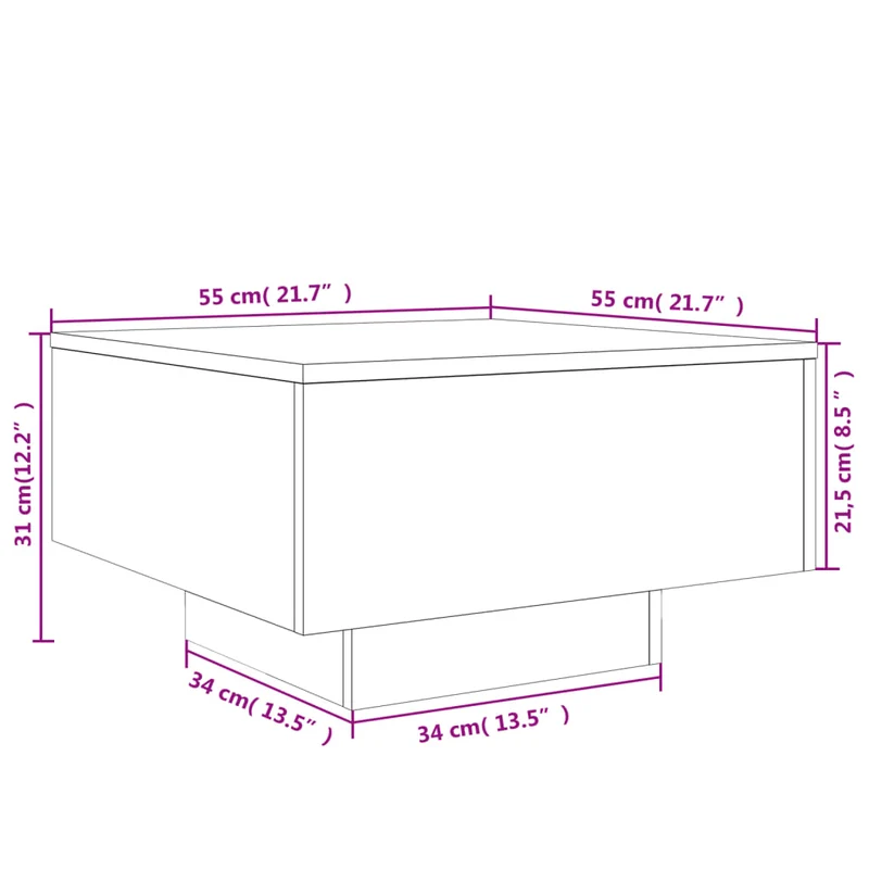 Table basse design moderne et contemporaine 55 x 55 x 31 cm bois d'ingénierie marron DEC038427