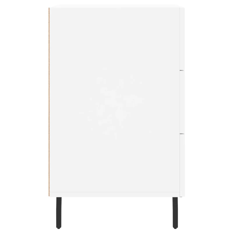 Table de chevet avec 3 tiroirs 40 x 40 x 66 cm bois d'ingénierie blanc et fer DEC033401