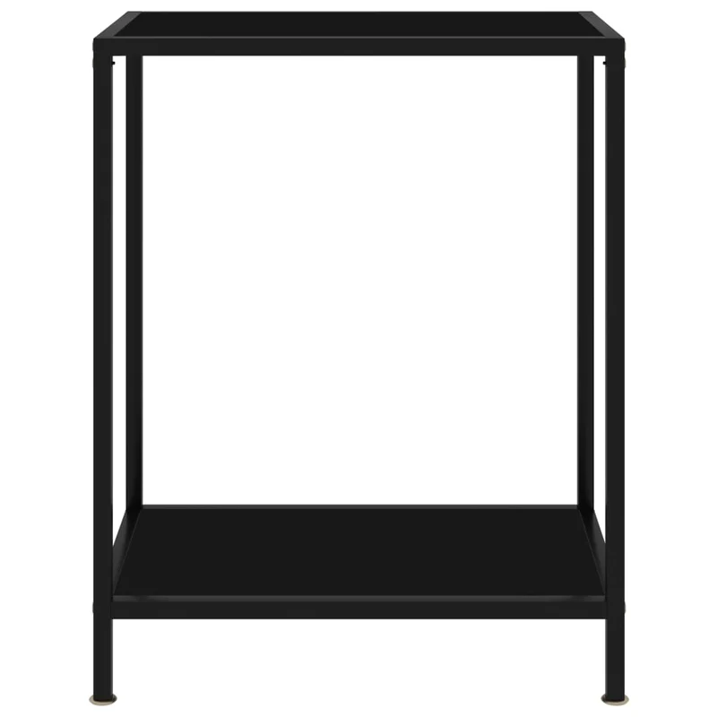Table console meuble d'appoint 60 x 35 x 75 cm verre trempé noir et acier DEC032139