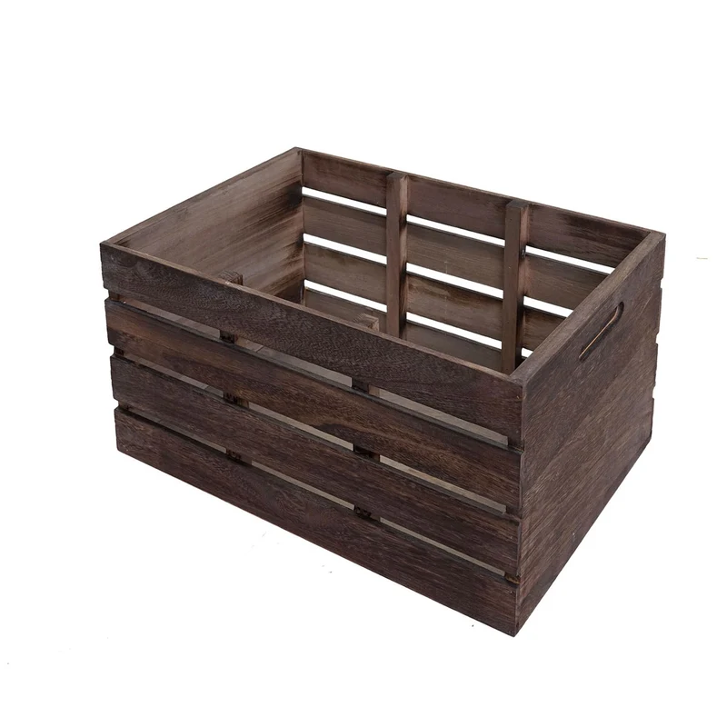 Petite commode caisse en bois 3 tiroirs 53x32x26cm en bois marron 04_0002488