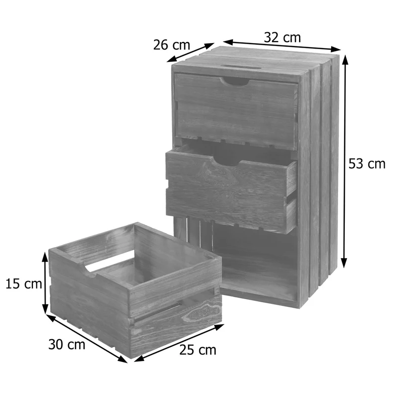 Petite commode caisse en bois 3 tiroirs 53x32x26cm en bois marron 04_0002488