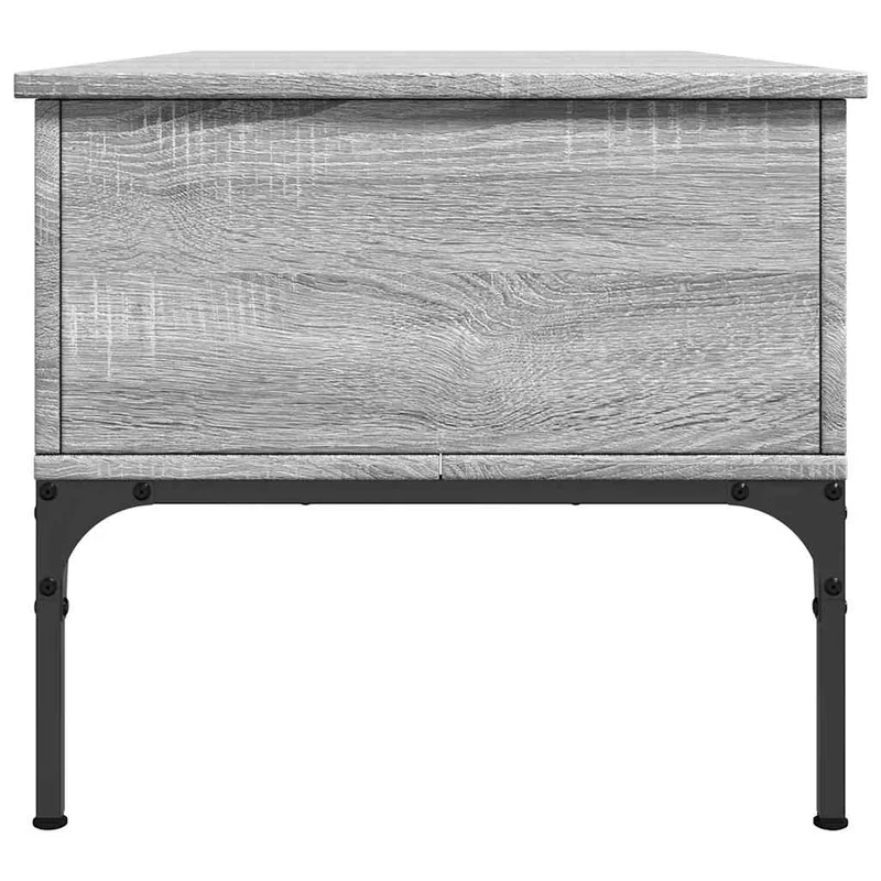 Table basse avec 2 compartiments cachés 100 x 50 x 45 cm bois d'ingénierie gris et métal DEC039953