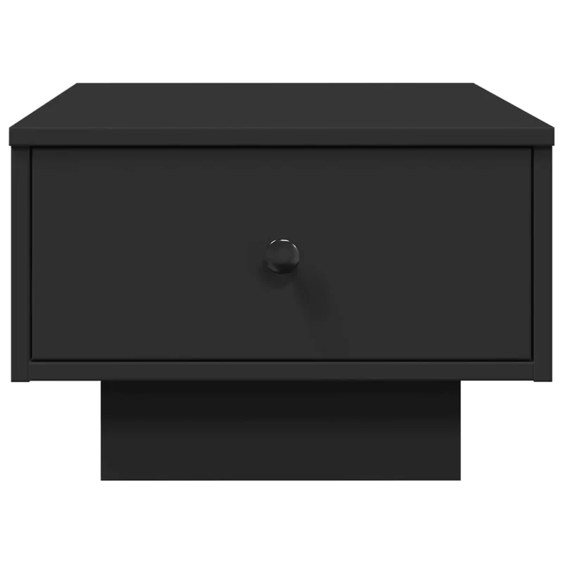 Table basse avec tiroir design moderne 60 x 45 x 31 cm bois d'ingénierie noir et métal DEC039704