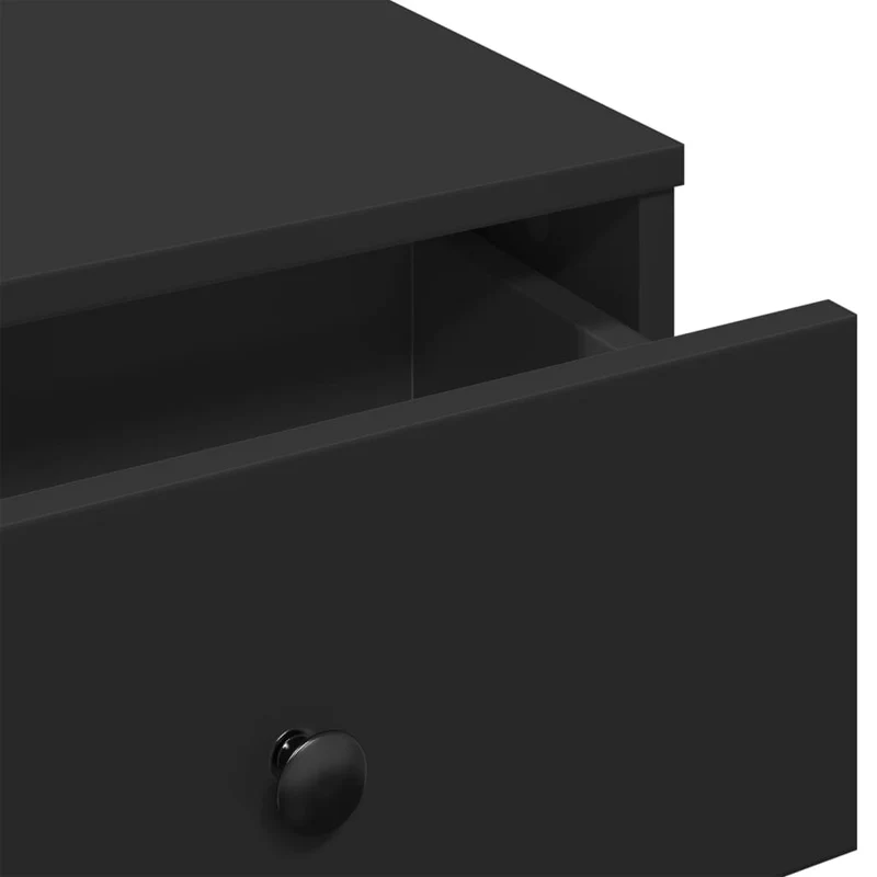 Table basse avec tiroir design moderne 60 x 45 x 31 cm bois d'ingénierie noir et métal DEC039704