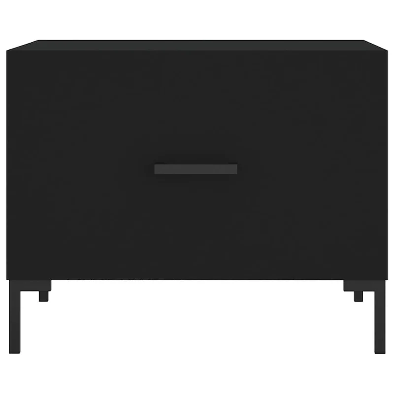 Table basse avec tiroir design moderne et contemporain 50 x 50 x 40 cm bois d'ingénierie noir et fer DEC039667