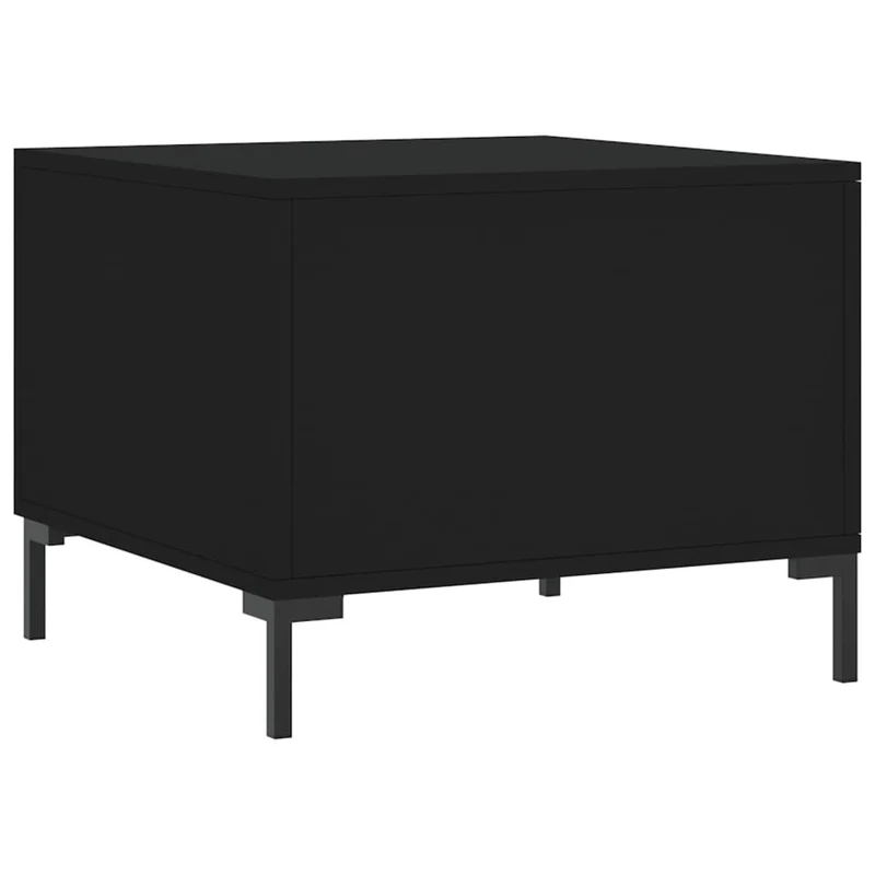 Table basse avec tiroir design moderne et contemporain 50 x 50 x 40 cm bois d'ingénierie noir et fer DEC039667
