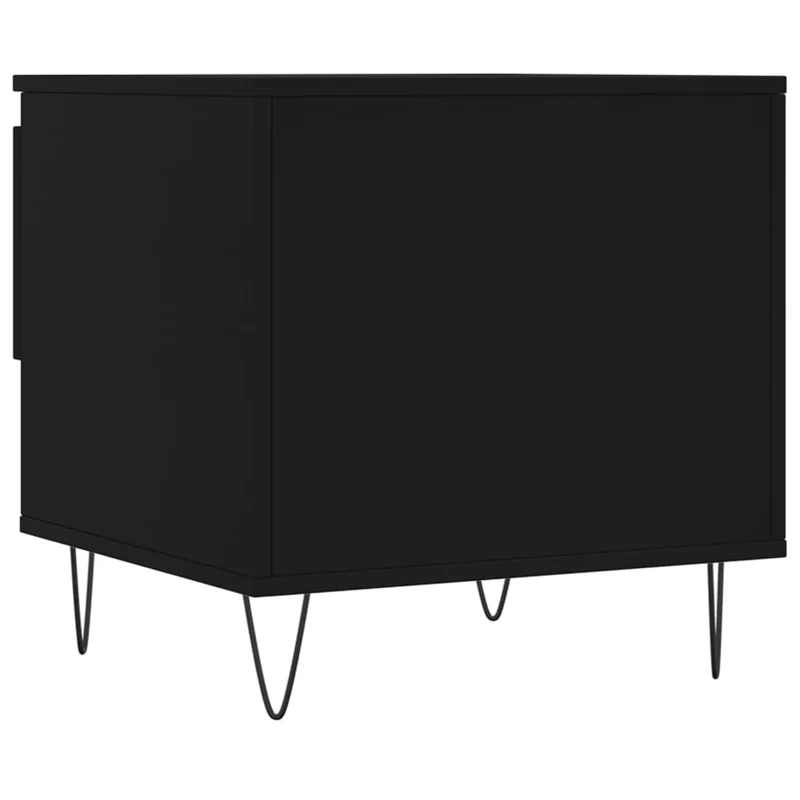 Table basse avec tiroir design moderne 50 x 46 x 50 cm bois d’ingénierie noir et métal DEC039656