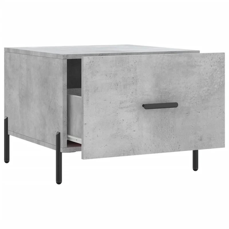 Table basse avec tiroir design moderne 50 x 50 x 40 cm bois d'ingénierie gris et fer DEC039293