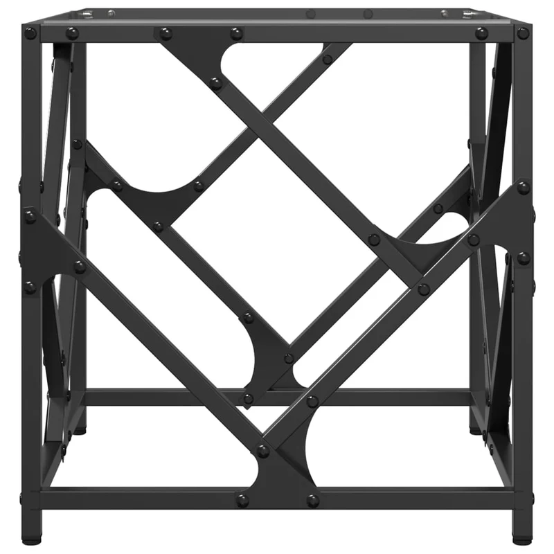 Table d'appoint design industriel avec dessus en verre transparent et acier 40 x 40 x 41 cm DEC037366