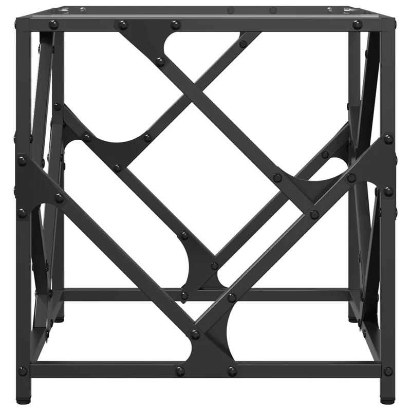 Table d'appoint design industriel avec dessus en verre transparent et acier 40 x 40 x 41 cm DEC037366