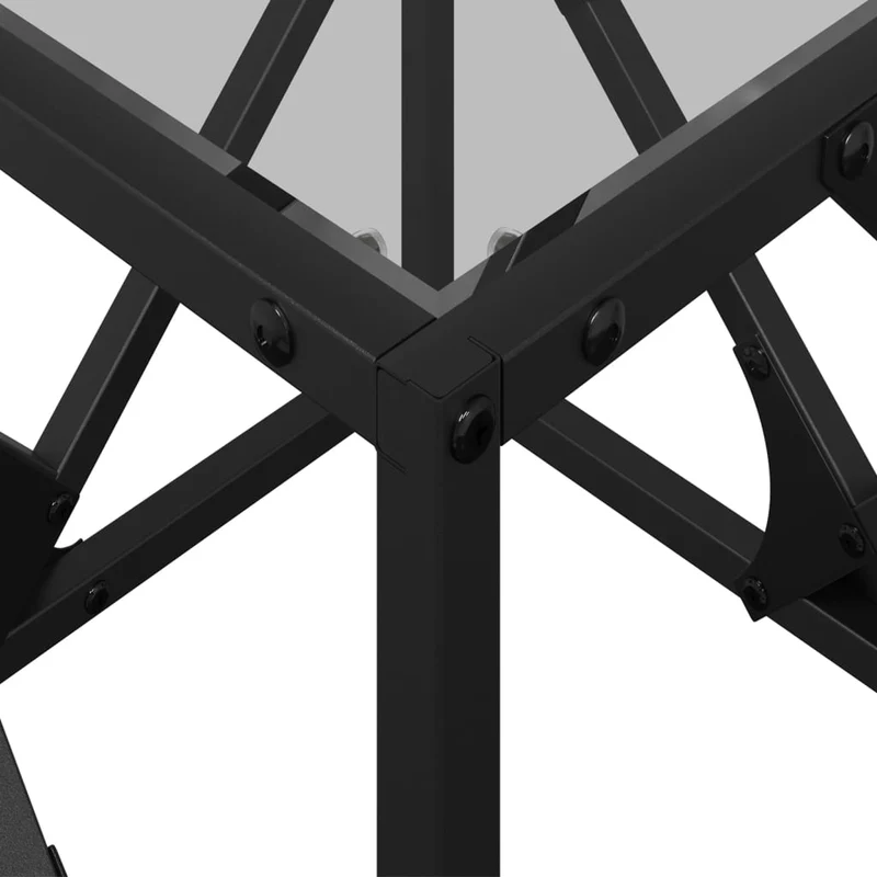Table d'appoint design industriel avec dessus en verre transparent et acier 40 x 40 x 41 cm DEC037366