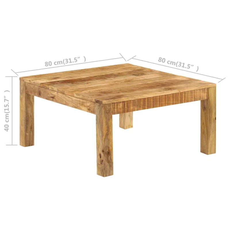 Table basse de salon design rustique 80 x 80 x 40 cm bois de manguier massif DEC037196