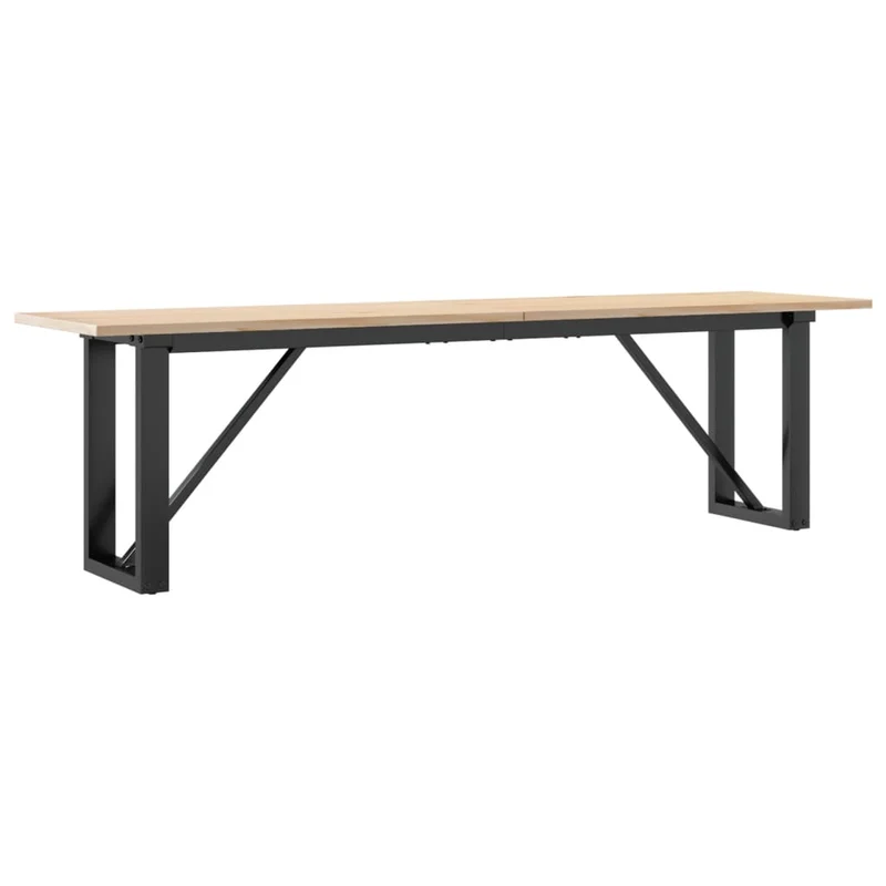Table basse rectangulaire style industriel cadre en O 160 x 40 x 45 cm bois de pin et acier DEC036237