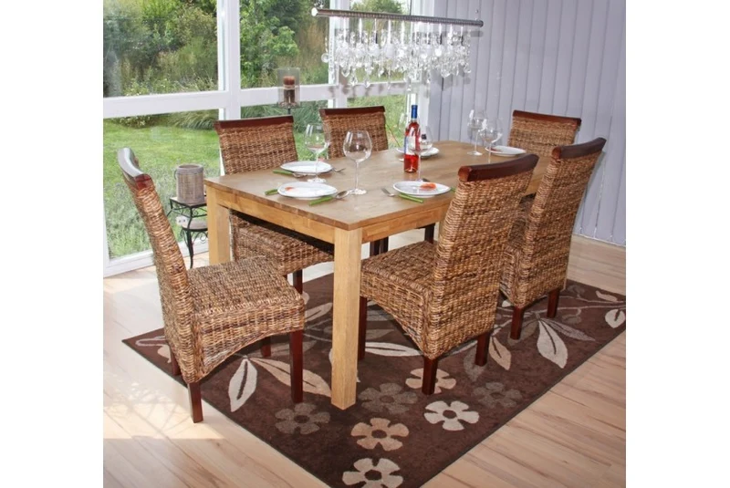 Lot de 6 chaises en rotin banane tressée pieds marron CDS04203