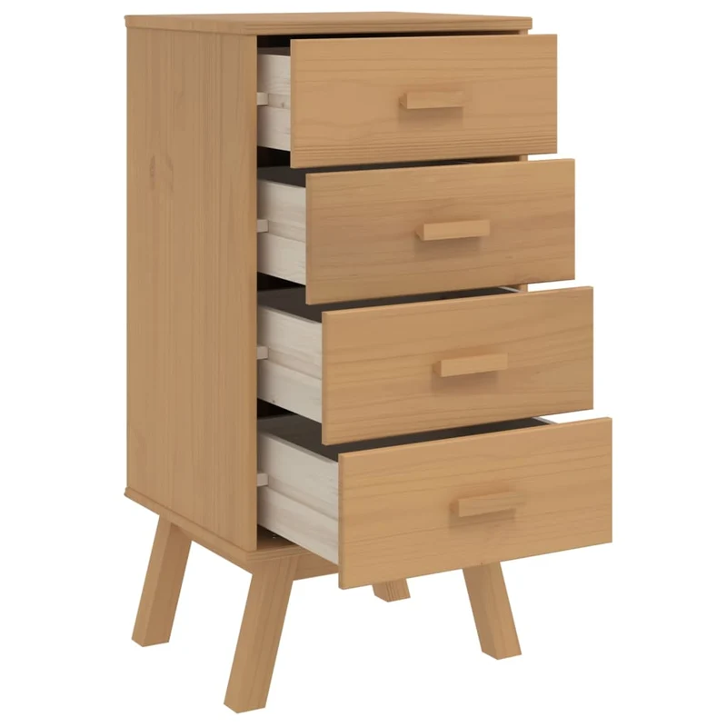Table de chevet avec 4 tiroirs 45 x 39 x 90 cm en bois de pin marron DEC034537