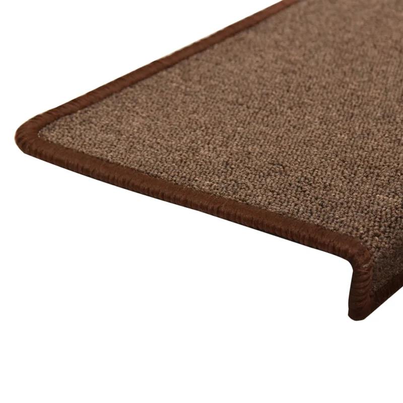 Tapis d'escalier 15 pièces 65x25 cm Marron DEC023814