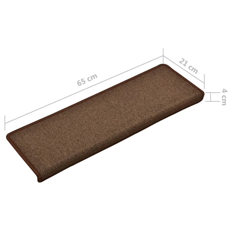 Tapis d'escalier 15 pièces 65x25 cm Marron DEC023814