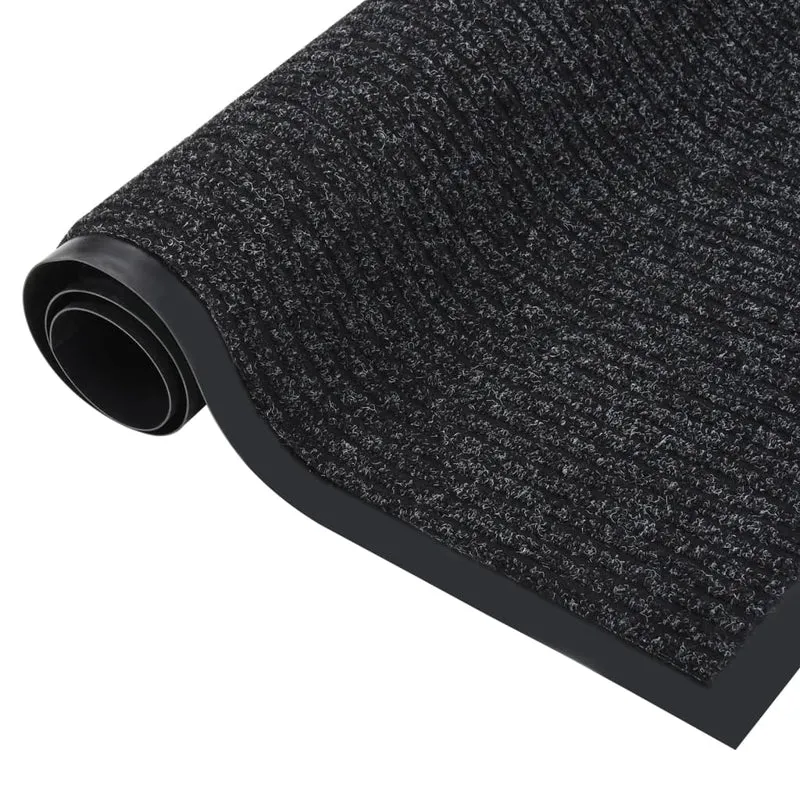 Paillasson rayé dessous antidérapant 80 x 120 cm PP anthracite et vinyle DEC040637
