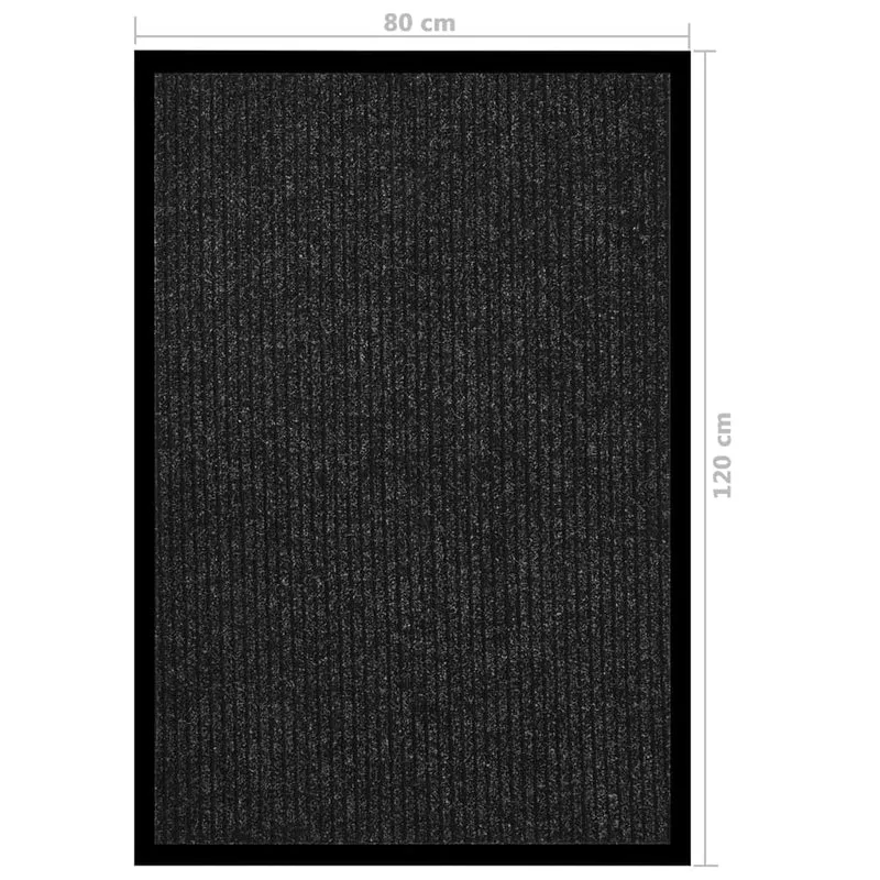 Paillasson rayé dessous antidérapant 80 x 120 cm PP anthracite et vinyle DEC040637