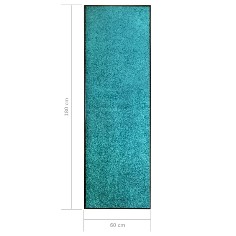 Paillasson lavable 60 x 180 cm polyamide turquoise PVC antidérapant DEC040614